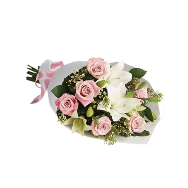 Evermore Bouquet of Pink Roses and White Lilies
