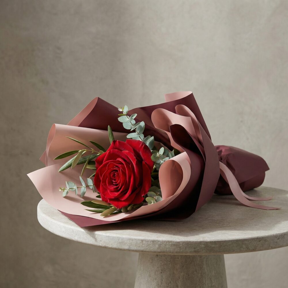 The One and Only – Single Wrapped Long Stem Rose