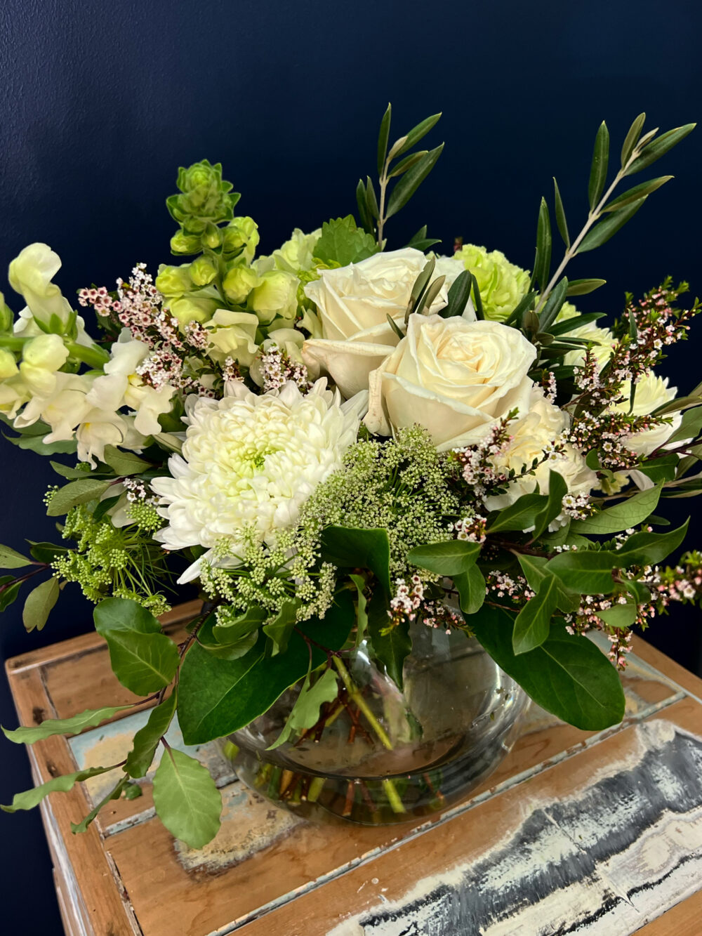 Queen Charlotte, White and Green Flower Arrangement