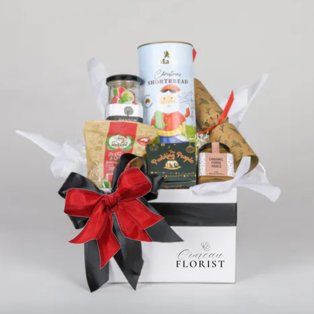 Christmas Delights Gift Box Hamper with White Wine