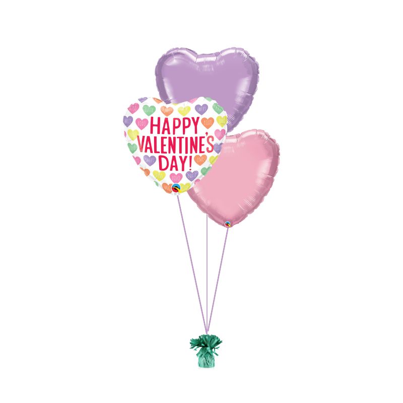 Valentines Day Candy Hearts Helium Balloon Bouquet