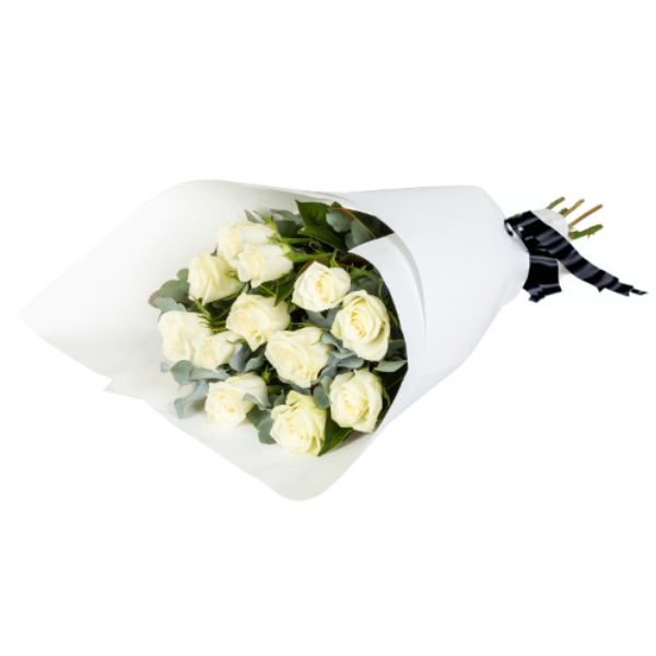 Dozen 12 White Rose Bouquet