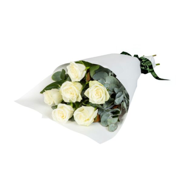 Half Dozen 6 White Rose Bouquet