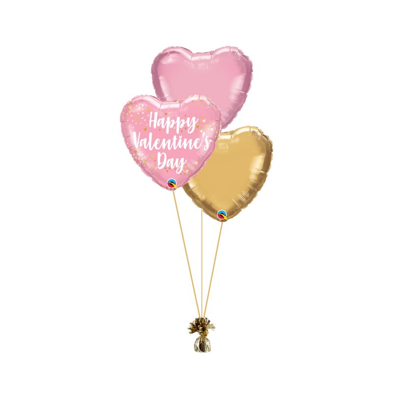 Valentines Day Helium Balloon Bouquet Pink Hearts
