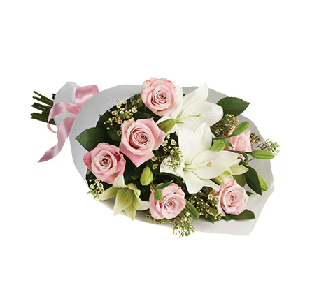 PINK Evermore – Bouquet of Roses & Lilies